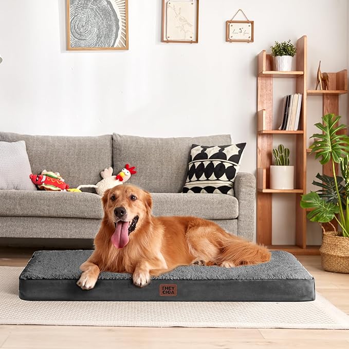 EHEYCIGA Orthopedic Dog Beds for Dogs with Removable Washable Cover for Crate,Grey, 36x27x3.5