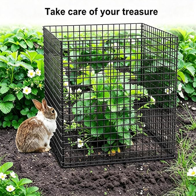 (8 Packs) Plant Protectors from Animals, 14.8" Lx14.8 Wx15.7 H Heavy-Duty Large Wire Plant Cages, Keep Rabbits Out for Vegetables, Shrubs & New Plants