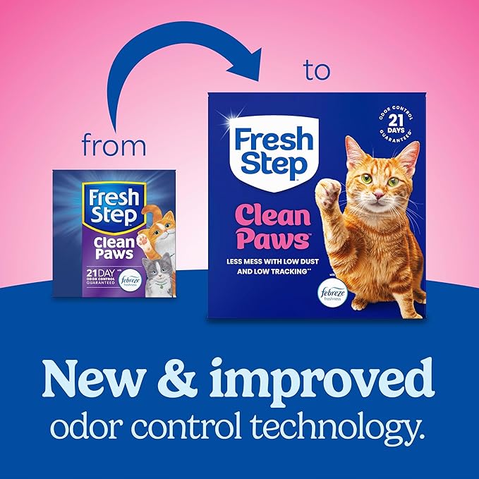 Fresh Step Clean Paws Multi Cat Clumping Litter with Febreze Freshness, 22 lb (Package May Vary)