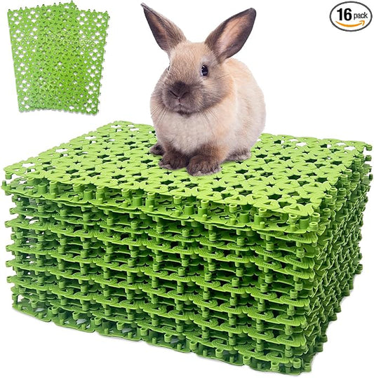 kathson 16PCS Rabbit Mat Plastic Cage Mat Floor Mats Bunny Hole Leak Water Pads for Pet Cats Dogs Hamster Rat Chinchilla Guinea Pig and Other Small Animals