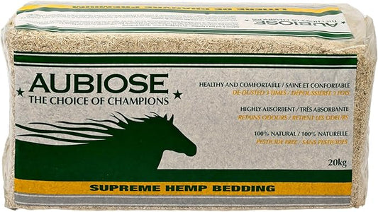 Aubiose French Hemp Bedding 44lb — Chicken Coop & Horse Stall Bedding | Ultra Low Dust, Odor Control, Deep Litter Ready | Premium Hemp Shavings for Chickens, Horses, Rabbits & Small Animals
