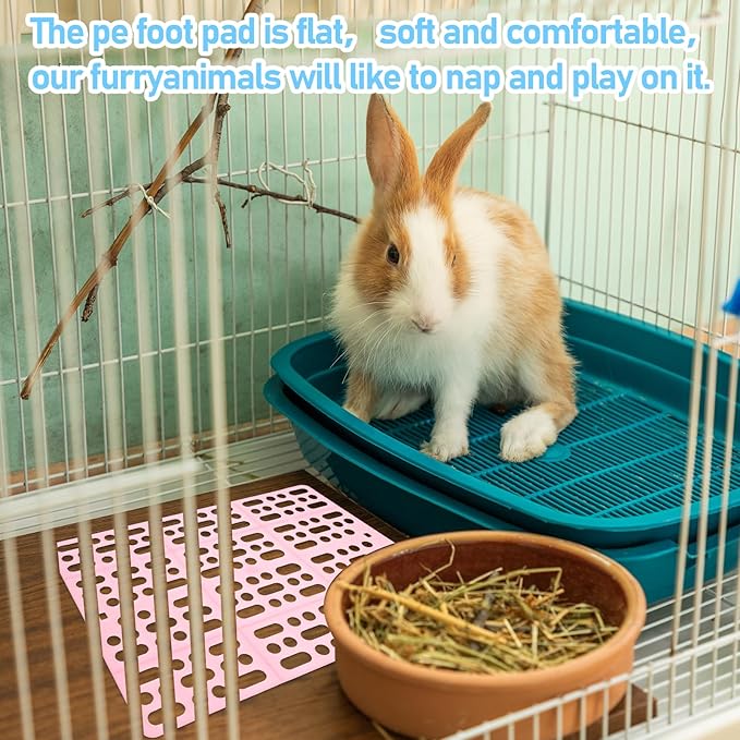 Lemecima 15 Pieces Plastic Rabbit Cage Mat Durable Rabbit Feet Pad Small Animal Feet Pad Cage Resting Mat with a Convenient Connectors, Bunny Pads for Easy Cleaning for Bunny Rat Guinea Cats