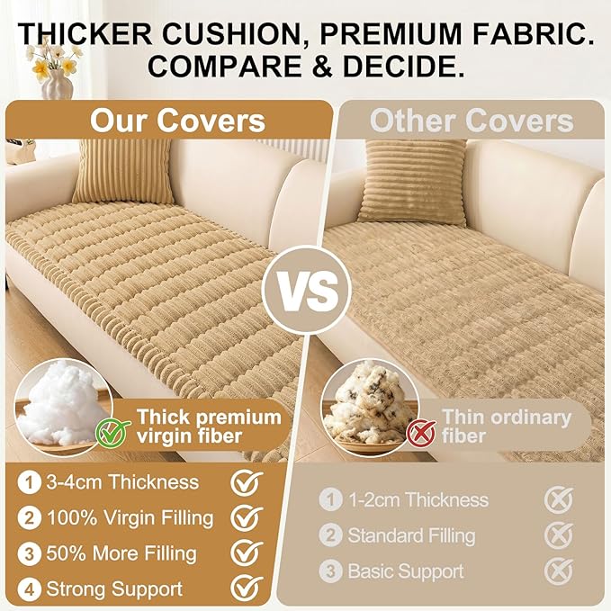 Smiry Couch Cover for Dogs, Non Slip Washable Sofa Protector for Pets, Soft Furniture Cover for Pet, Stylish Sofa Covers, Cozy Protect Against Fur, Dirt & Everyday Messes (Camel, 43" x 82.7")