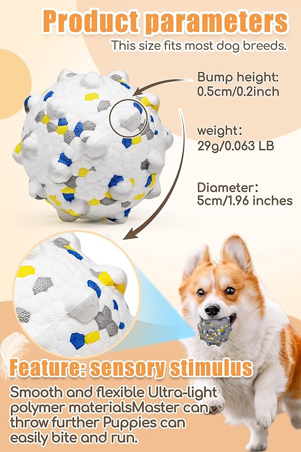 Moonorange 1.96'' Dog Balls for Dogs Aggressive Chewers Indestructible Tennis Durable Bouncy Interactive Dog Toy Balls for Fetch Game Floating Training(White Small)