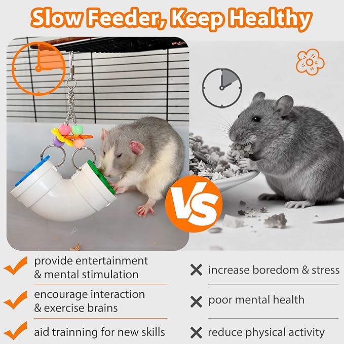 Rat Enrichment Toys, Wide Opening Rat Foraging Toy for Various Treats, Slow Feeder Hanging Fancy Mice Cage Accessories Puzzle Toy More Healthy, Easy-Clean Rodent Toys for Rat, Mice