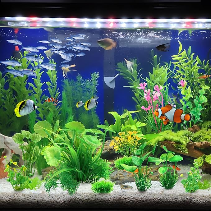 QUOZUO Fish Tank Accessories Aquarium Decorations Green Plants, 11cs Small Goldfish Turtle Tank Decorations Artificial Plants, Aquarium Decor Plastic Grass Plant