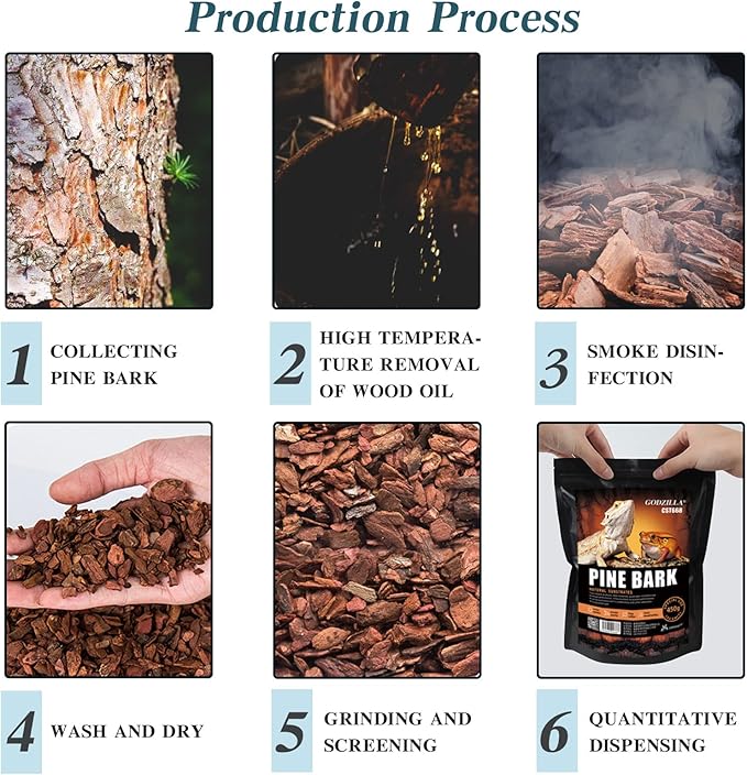 Tfwadmx Reptile Bark Bedding 15.8oz Tortoise Bedding for Habitat Bearded Dragon Substrate Reusable Pine Chips Substrate for Geckos, Lizards, Turtles Snakes, Hermit Crabs