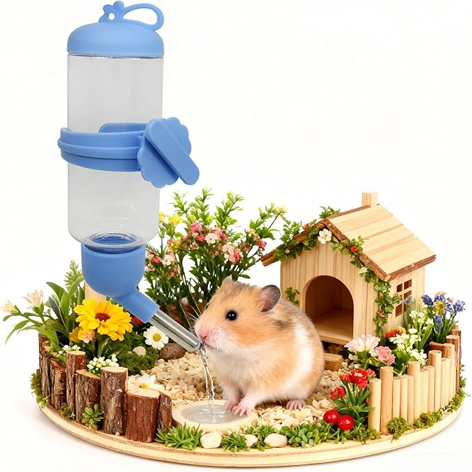 125ml Guinea Pig Water Bottle/Feeder for Hamsters/Hedgehogs/Gliders/Rabbit/mouses/Other Small Pets and Animals,Suitable for Cages, Boxes or Wall-Mounted (Blue, 125ml)