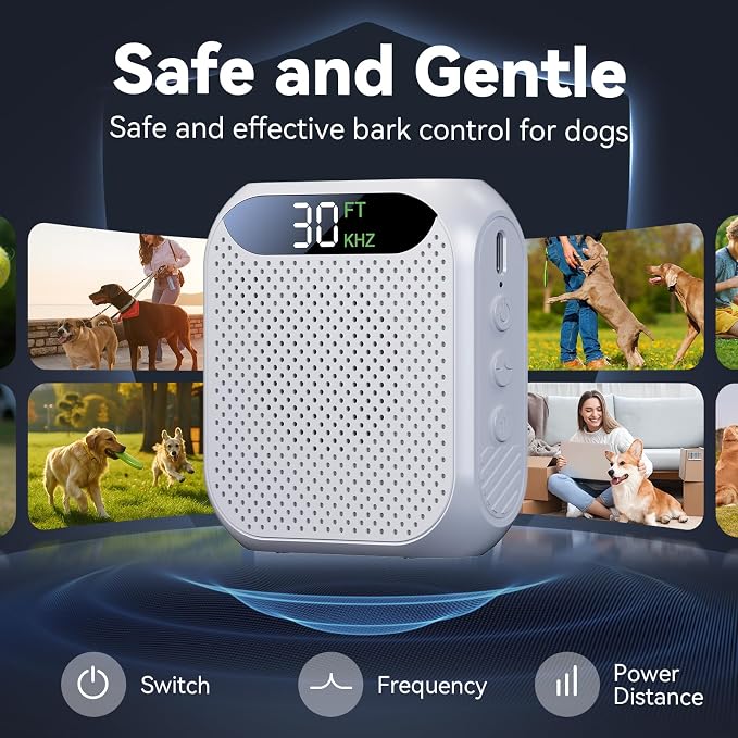 MALOK Anti Barking Device for Dogs, Ultrasonic Dog Bark Deterrent Devices with Adjustable Frequency & Range, Type-C Rechargeable Dog Barking Silencer for Walking, Yard Indoor & Outdoor Use