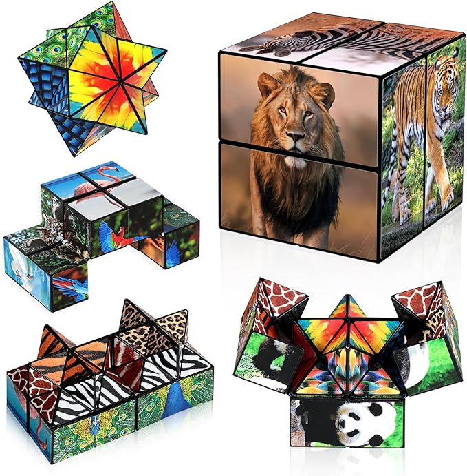 2 in 1 Star Cube Magic Cube Set, Fidget Toy for Kids, Animal Toys for Ages 8-13, Travel Yoshimoto Cube for 6 7 8 9 10 11 Year-Old Boy Girls Gifts