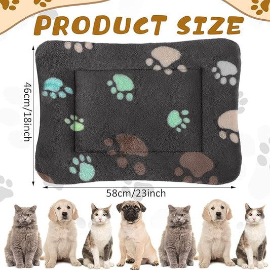 Tuanse 4 Pack Ultra Soft Dog Cat Bed Mat Small Animal Guinea Pig Bed with Cute Print Reversible Fleece Dog Crate Kennel Pad Cozy Washable Thickened Hamster Pet Beds Mat(23 x 18 Inches,Black)