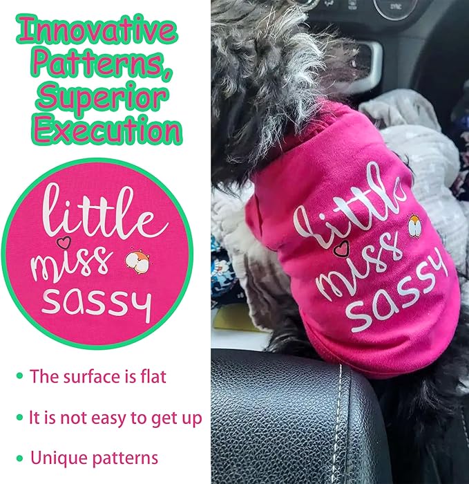 Paiaite Dog Clothes Fashionable Sleeveless Pet Vest: 'Little Miss Sassy' Printed Cotton Dog Shirt, Ideal for Small, Medium, and Large Breeds, Ensuring Comfort and Breathability Blue M