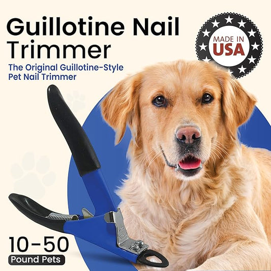 Resco Original Deluxe Dog Nail Clippers - Professional USA-Made Guillotine Trimmer - Heavy Duty Steel for Small to Medium Dogs - Blue