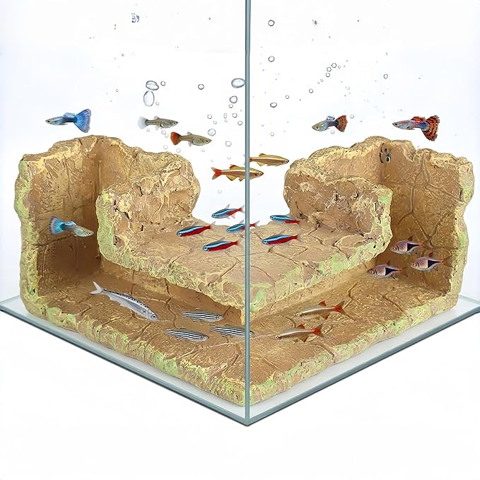 Fish Tank Decorations Aquarium Cave, Aquarium Decor Fish Hideout for Cory Catfish Betta Pleco Shrimp, Fish Tank Accessories & Betta Fish Tank Accessories, Natural Fish Tank Decor for Aquascape