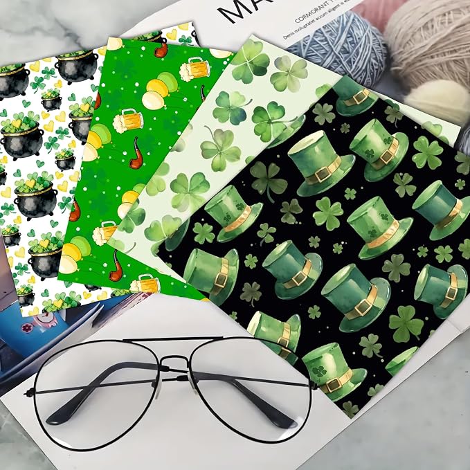 CREATCABIN 6Pcs Glasses Cleaning Cloth Green Microfiber Cleaning Cloths Clover Glasses Cleaner Wipes Soft Microfiber Reusable for Easter Eyeglasses Camera Lens Laptops Screens Phone 6 x 6 Inch