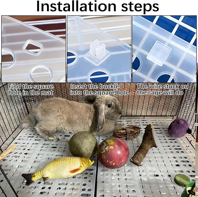 kathson 4 Pcs Rabbit Feet Pad Plastic Bunny Cage Floor Mat Foot Resting Hole Leak Water Nest Mat Pet for Small Animal Hamster Rat Chinchilla Guinea Pig Cats Dogs (White)