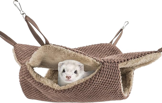 Niteangel Pet Hammock Swing Snuggle Sack for Ferret Rats Suger Glider Squirrels - Napping Bed Pocket (Chocolate)