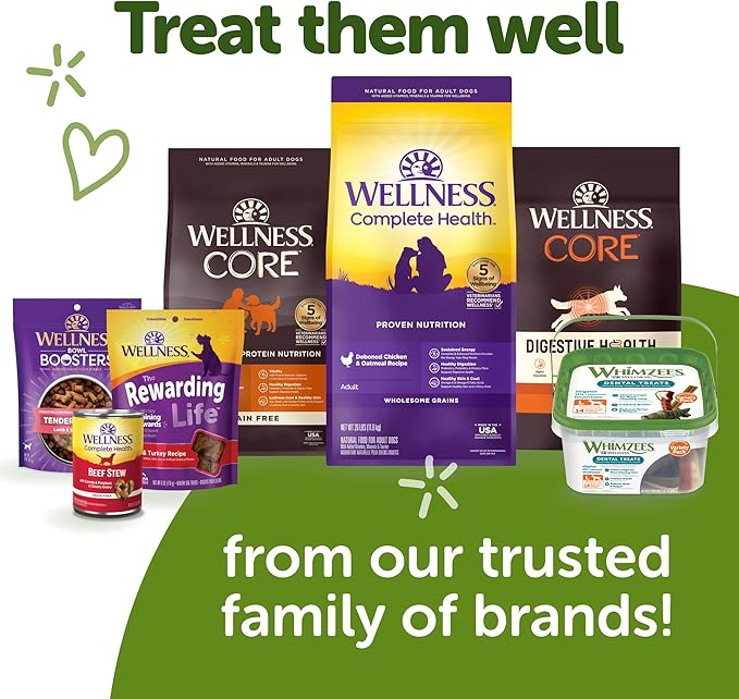 Wellness Bowl Boosters Tender Toppers Dog Food Topper for Small, Medium, and Large Breeds, Grain Free, Natural, Turkey and Chicken Recipe, 2 lb Bag