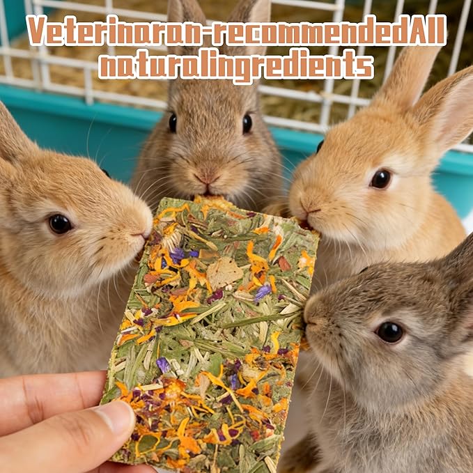 10 Pack Natural Timothy Hay, Bunny Chew Toy, Bunny Crisp Treat, Herbal Flowers Timothy Hay Food for Cleaning Teeth for Rabbit, Guinea Pig, Hamster, Chinchilla Rat, Gerbils, Small Animals