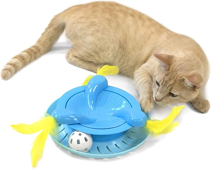 Kitty City Swat Track Cat Toy, 3 Toys in 1 Cat Toy, Cat Ball Track with Feathers
