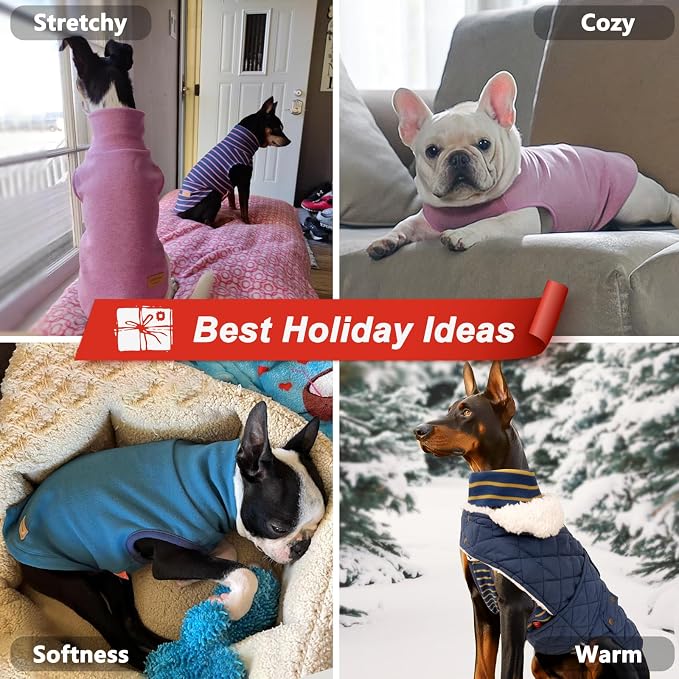 KYEESE 2Pack Dog Sweater Turtleneck Pets Coats Warm Pets Clothes Stretchy Pet Sweatshirt Pullover Small Pet Sweaters Soft Dogs Clothes Dog Sweaters for Small Dogs Girl