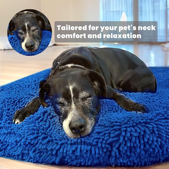 Muddy Mat® Cloud K-9 Bed for Dogs & Cats, Soft & Relaxing Donut Dog Bed, Chenille Material, Removable Cover, Washable & Dryer Safe–Navy Blue Small(25'x25')