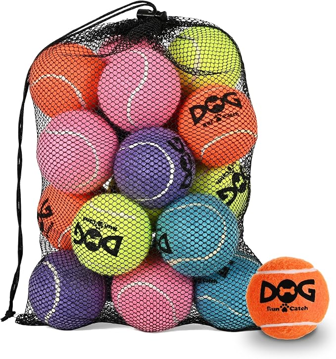 INSUM Squeaky Dog Balls - Squeaky Tennis Balls for Dogs, Multicolor | Medium - 2.5'', 20Pack