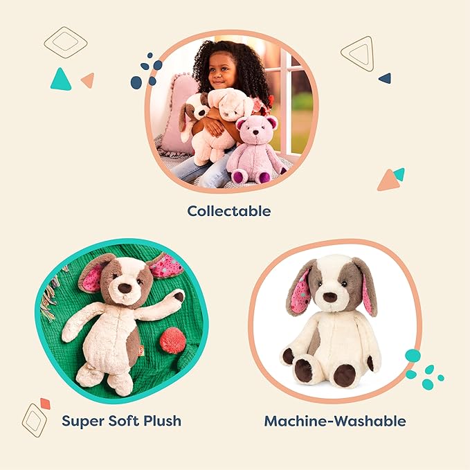 B. toys – 12-Inch Plush Dog – Huggable Dog Stuffed Animal Toy – Soft & Cuddly Plush Puppy – Washable – Babies, Toddlers, Kids – Happy Hues – Cupcake Pup – 0+ Months