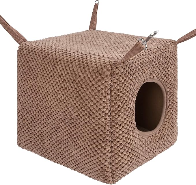 Niteangel Ferret Cozy Swing Hammock - Hanging Beds for Ferrets Rats Chinchilla Sugar Gliders or Other Small Animals (Chocolate)