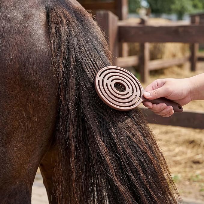 Horse Grooming Set with Mane & Tail Brush and Soft Cleaning Sponge – for Daily Coat Care, Removing Dirt, Sweat & Loose Hair