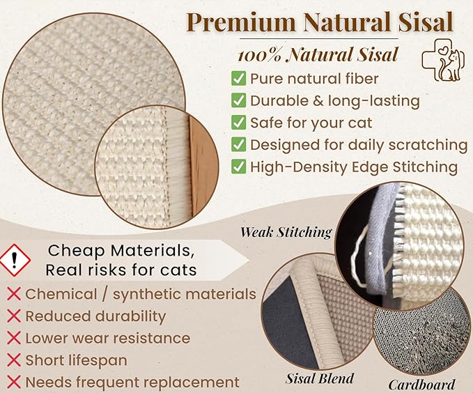 Mookie’s Extra Wide Cat Scratcher Bed, 26.5” x 16.7” – Stable Wooden Cat Scratcher Lounge with Natural Sisal, Solid Wood Horizontal Scratching Bed for Large Indoor Cats | Furniture for Cats