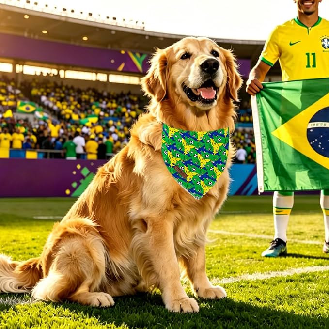 Lionet Paws Summer Football Dog Bandana Washable Cotton Handkerchief Scarf Triangle Football Club Game Bandana Bandana for Small Medium Dogs Girl Boy