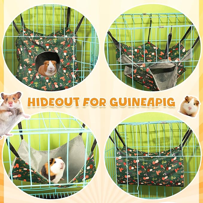 Geelin 8 Pcs Rat Hammock Bed Rat Accessories for Cage Ferret Hammock Bed Hideout Guinea Pig Hanging Tunnel Glider Toy for Small Animals Hamster Chinchilla Sugar Squirrel
