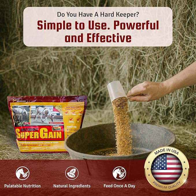 Horse Guard Super Weight Gain 24 lb – 3-in-1 Horse Weight Gain Supplement with Full-Fat Soy, Probiotics & Vitamins – Supports Digestion, Coat & Muscle Health – 48 Servings