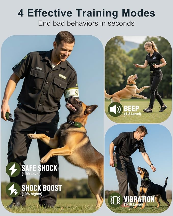 Dog Shock Collar - 4500FT Dog Training Collar with Remote, IPX8 Waterproof Electric Dog Collar with 4 Training Modes, Security Lock, Rechargeable eCollar for 10-120lbs Dogs(Light Blue 1 Pack)