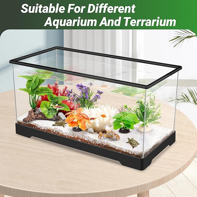 GOZILLA Fish Tank Plants, Reptile Artificial Plastic Plants, Reptile Plants for Terrarium, Aquarium Decorations Resin Pedestal Ornaments for Fish Tank Accessories Set.(5PCS/C-Set)
