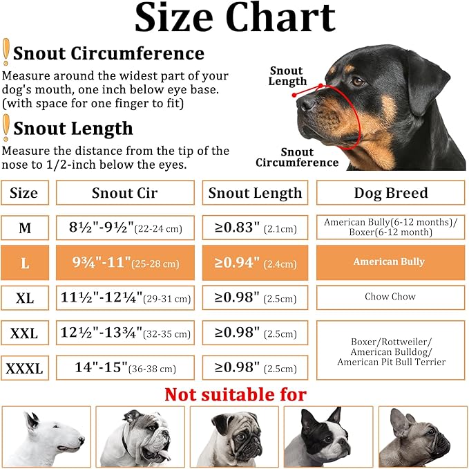 Mayerzon Pitbull Muzzle, Soft Muzzle for American Bully Bulldog Boxers Rottweilers, Anti Fierce Barking Biting Chewing Mouth Guard for Medium Large Short Snout Dogs in Grooming Walking Vet Visits