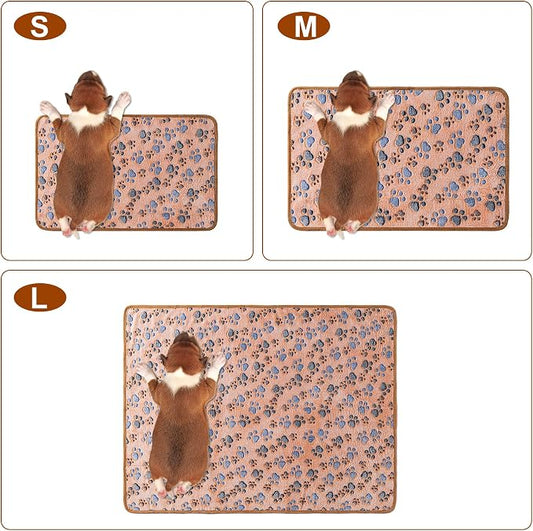 1 Pack 3 Blankets Super Soft Fluffy Premium Fleece Pet Blanket Flannel Paw Printed Throw for Dog Puppy Cat (Small 23x16'', Blue, Red, Grey)