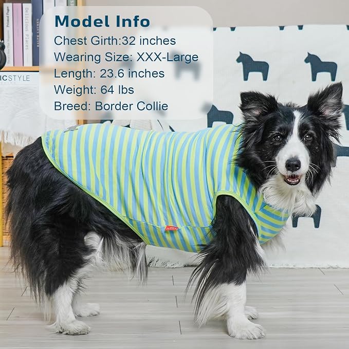 KYEESE 2Pack Dog Shirt, Soft Striped Dogs T Shirts, Lightweight Pet Tank Top, Sleeveless Dog Shirt for Medium Dogs, Stretchy Comfortable Pet Vest, Blue, 2XL