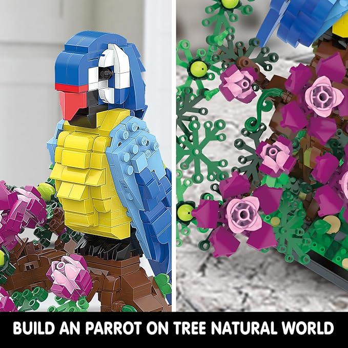 TG BLOCKS Micro Brick Flower Parrot Toy Building Sets, Home Decor and Office Art Creative Gift, DIY Plant Model for Adults, for Teens Ages 8+ Kids