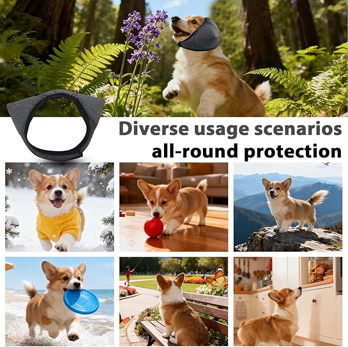 Adhiper Upgrade Dog Ear Muffs Wraps Noise Protection Quiet Ears, Elastic Waterproof Dog Ear Covers for Grooming, Bath, Drying, Swim & Anxiety Relief Reserved Ear Room Design (Gray/Large)
