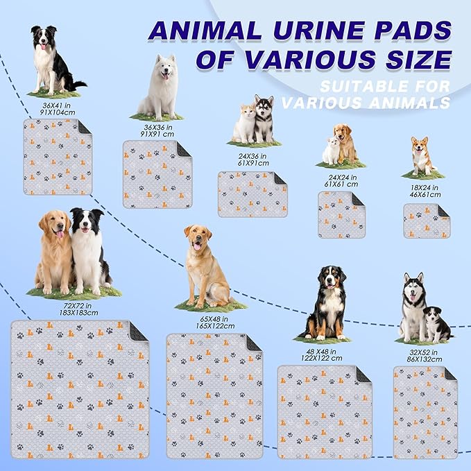 WanpeeGoo Washable Pee Pads for Dogs, 2 Pack Absorbent Reusable Training Dog Pads Pet Puppy Pads, Non-Slip Potty Pads for Whelping, Playpen, Crate, Bed, Orange, 24"x24"