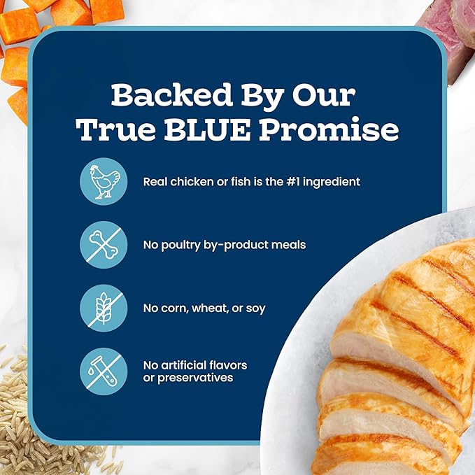 Blue Buffalo Tastefuls Purées Variety Pack Wet Cat Food Complement (Chicken & Tuna) Made with Natural Ingredients, for All Life Stages, 3-oz. Resealable Pouches (12 Count)