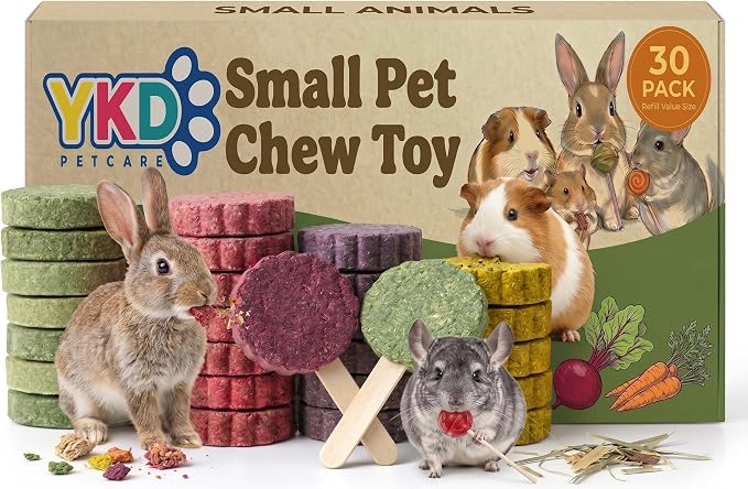 YKD Natural Timothy Hay Cookie Sticks Chew Toys for Teeth | Chew Toy Refill, Bunny Chew Treats for Rabbits, Guinea Pigs, Chinchillas (Multicolour - Mixed)