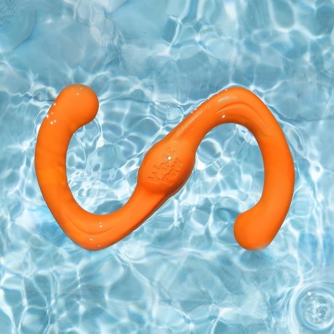 WEST PAW Zogoflex Bumi Dog Tug Toy – S-Shaped, Lightweight Chew Toys for Fetch, Play, Pet Exercise – Tug of War Soft Flinging Squishy Chewy Toy for Dogs – Guaranteed, Latex-Free, Small 8", Tangerine
