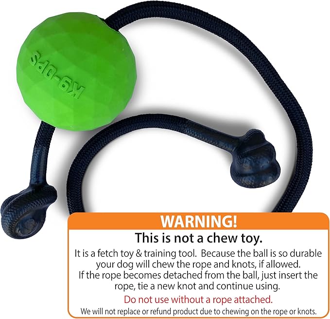 K9 Ops Dog Ball on a Rope Moki Tug Toy - Solid Rubber Fetch Training Reward - Large Dogs Tugs Durable Aggressive Chewers (Envy Green, LG/XL)