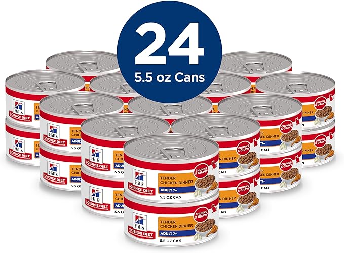 Hill's Science Diet Adult 7+ Wet Cat Food, Chicken Minced, 2.9 oz. Cans, 24-Pack