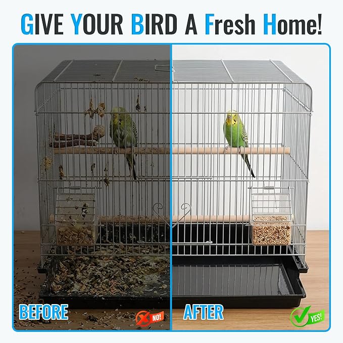 SIMPOR Bird Cage Cleaner Brush Kit, Bird Poop Remover, 5 PCS Cleaning Tools Set with Mini Dustpan, Scraper and Wire Brushes, Bird Cage Accessories for Parrot, Parakeet, Budgie, Cockatiel