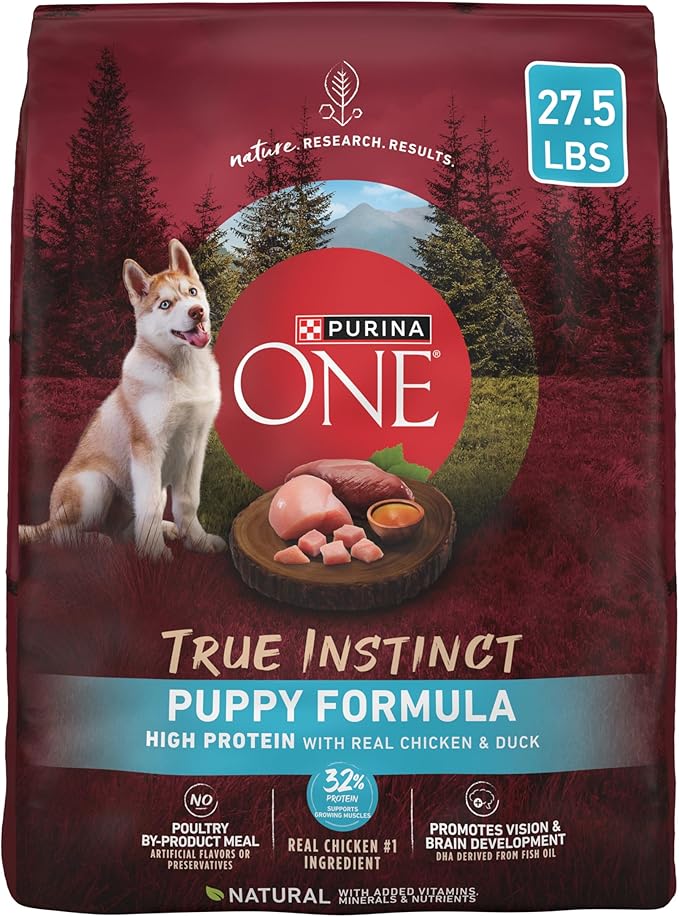 Purina ONE True Instinct with Real Chicken and Duck High Protein Puppy Food Formula Natural with Added Vitamins, Minerals and Nutrients - 27.5 lb (Pack of 1)