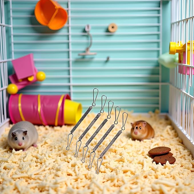 5Pcs Spring with 2 Clips Used Singly or in Combination to Hold Rabbit Water Dispenser Drinking Bottle for Small Animals Feeding and Watering Supplies Rabbit Water Dispenser and Hamster Water Bottle